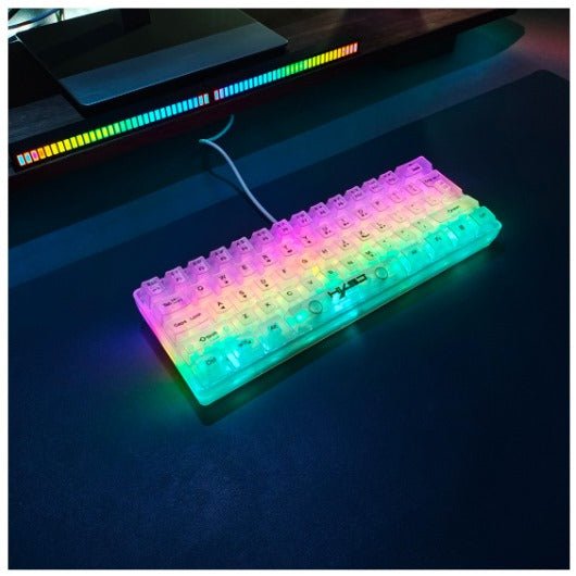 Gaming Keyboard Transparent Small Keyboard with changing color light 61 Keys True RGB Backlit for Computer PC Gamer