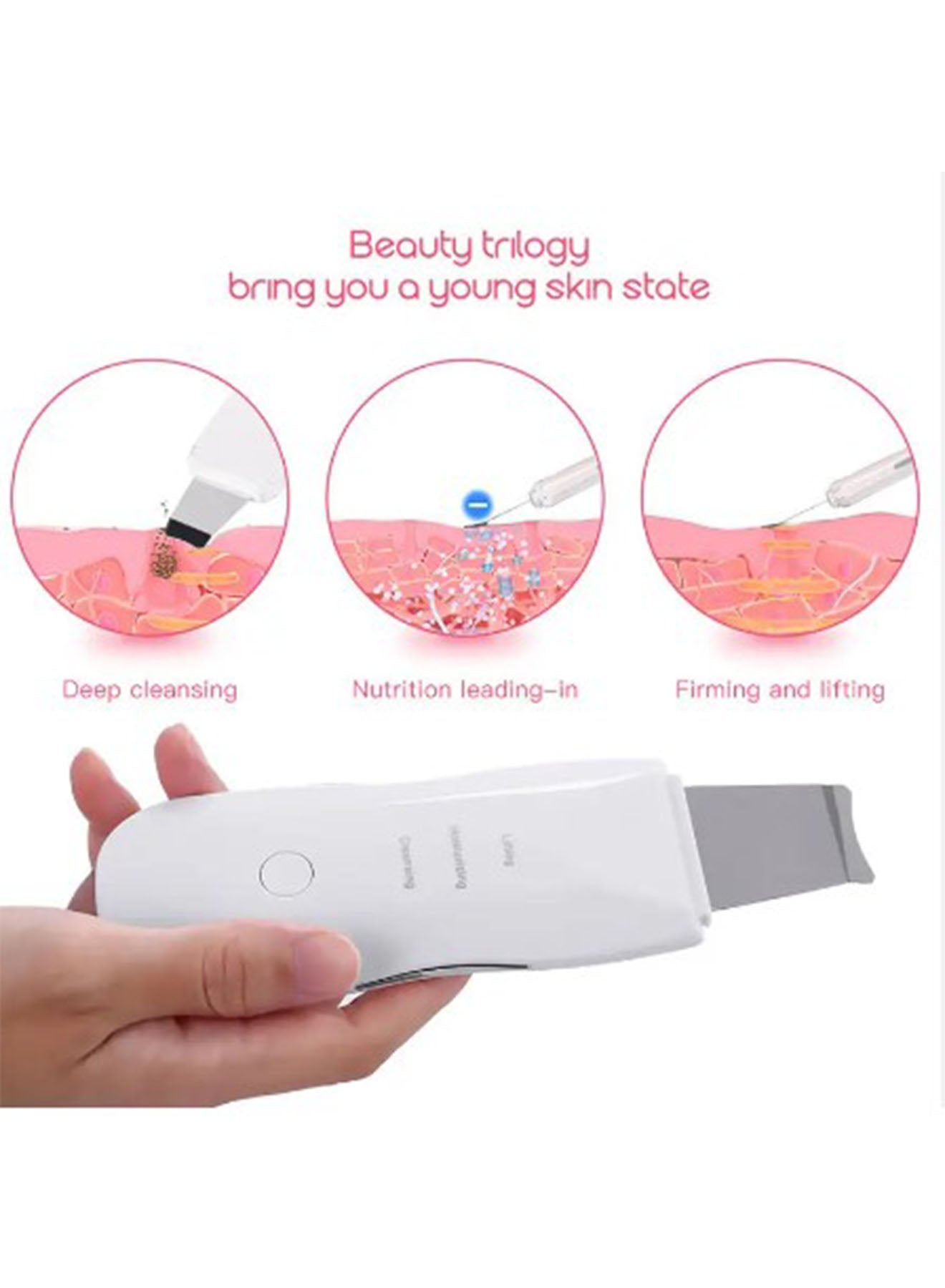 DANIM Face Blackhead Remover Cleaner Beauty Personal Care Facial Dead Skin Electric Boby Skin Care Tool Shake Clean Skin Scrubber DIY Face Ultrasonic Skin Scrubber DEEP CLEANSING
