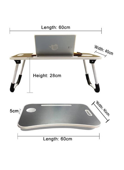 DANIM Portable Folding Laptop Desk 60x40x28cm for Bed With iPad and Cup Holder Adjustable Lap Tray Notebook Stand Foldable Non-Slip Legs Reading Table Tray for Working Studying Camping