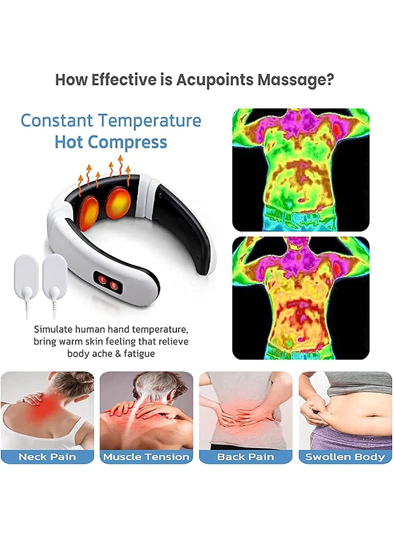 DANIM Wireless Deep Tissue Trigger Point Massager Electric Magnetic Pulse Neck Massager, Intelligent Cervical Vertebra Massager with Heating
